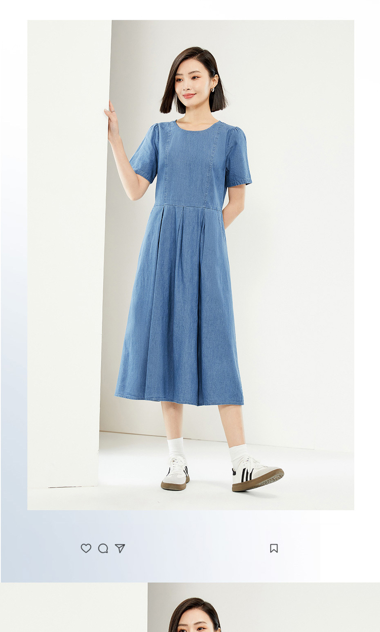 ロングワンピース デニム 優美な佇まいのデニムワンピース