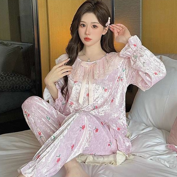 うっとりレース姫袖パジャマ レディース ルームウェア