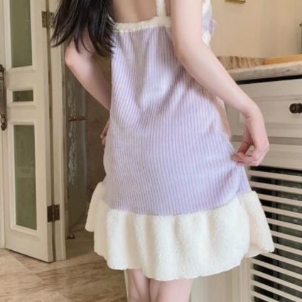 可愛い縦縞ネグリジェ レディース ルームウェア