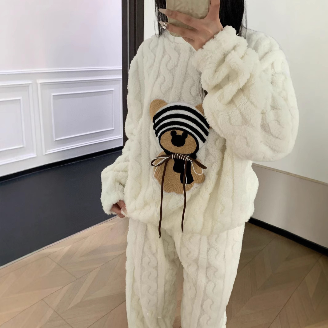 ルームウェア レディース暖かいもこもこパジャマセット