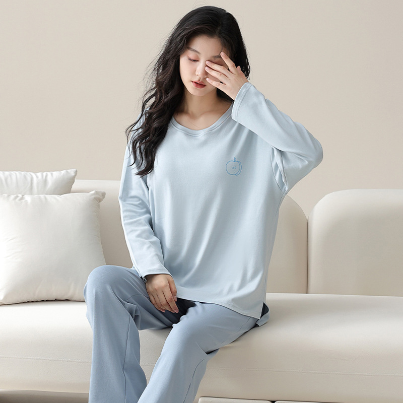 ルームウェア 肌に優しい綿素材パッドパジャマ上下セット