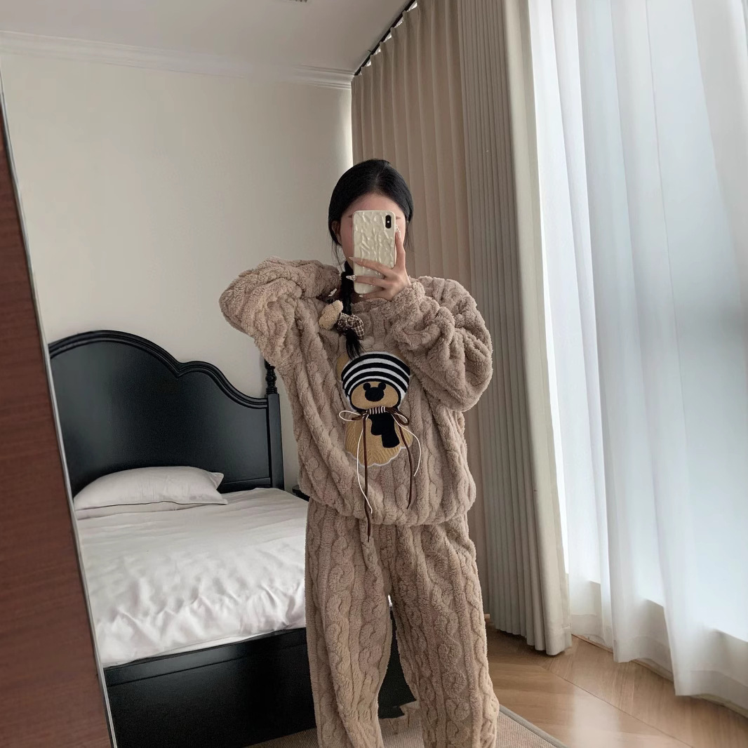 ルームウェア レディース暖かいもこもこパジャマセット