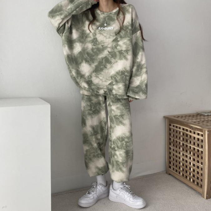 ルームウェア 男女兼用タイダイ柄スウェット上下セット部屋着