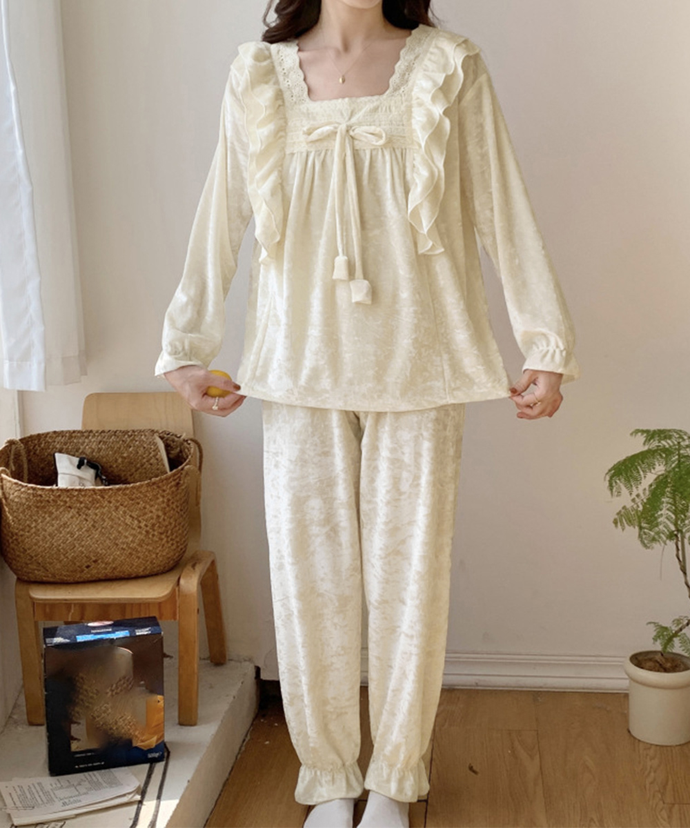 ルームウェア フリル付きパジャマ レディース部屋着セット