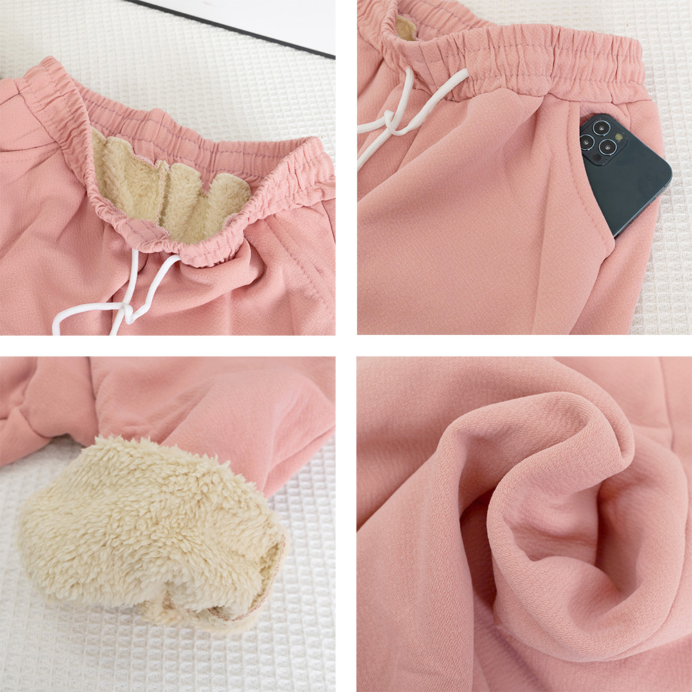ルームウェア 暖かい裏起毛ジョガーパンツ女性用