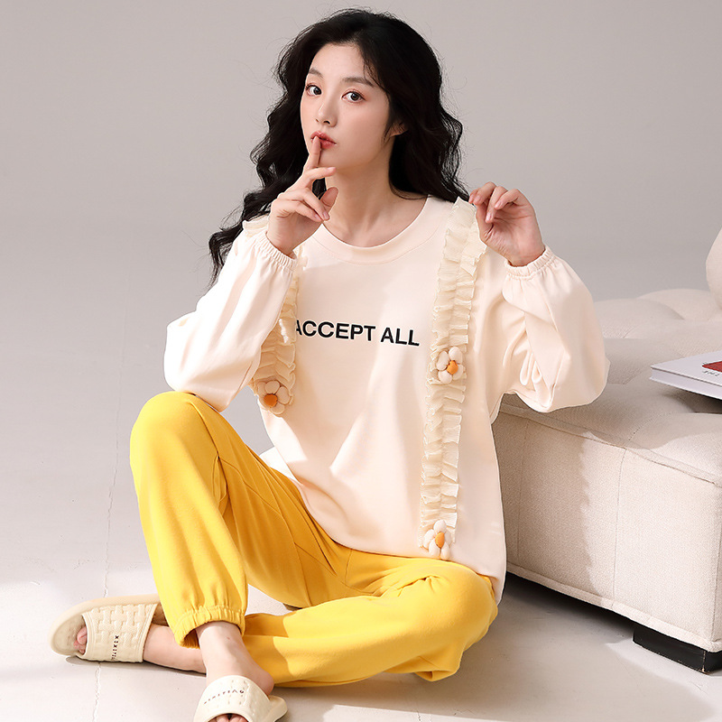 ルームウェア レディース柔らか肌触り綿素材パジャマ上下セット