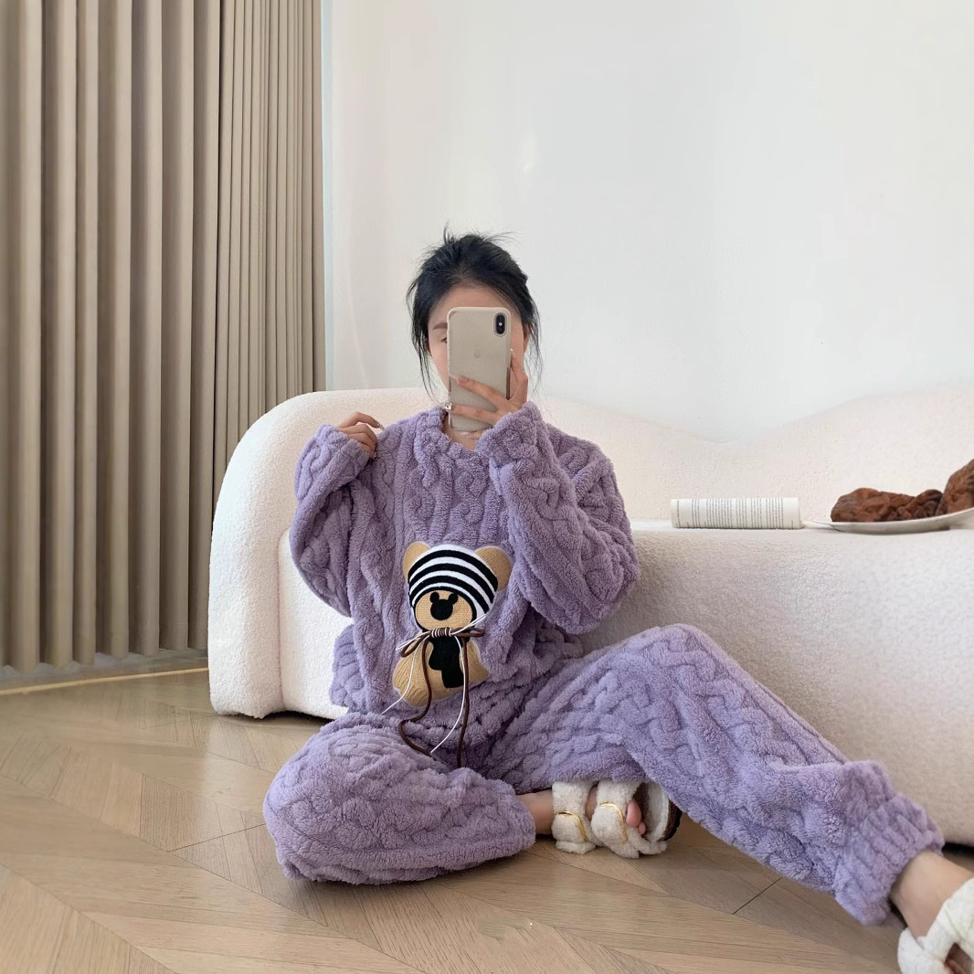 ルームウェア レディース暖かいもこもこパジャマセット