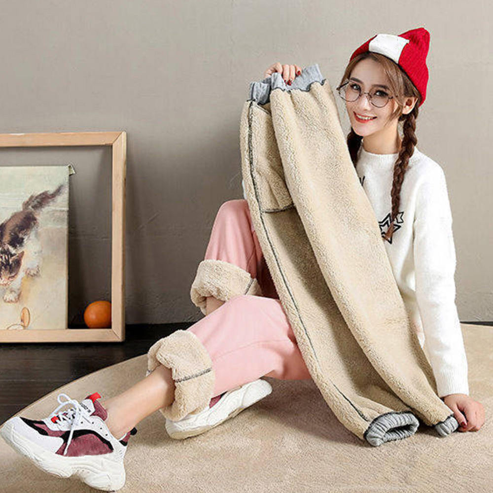 ルームウェア 暖かい裏起毛ジョガーパンツ女性用