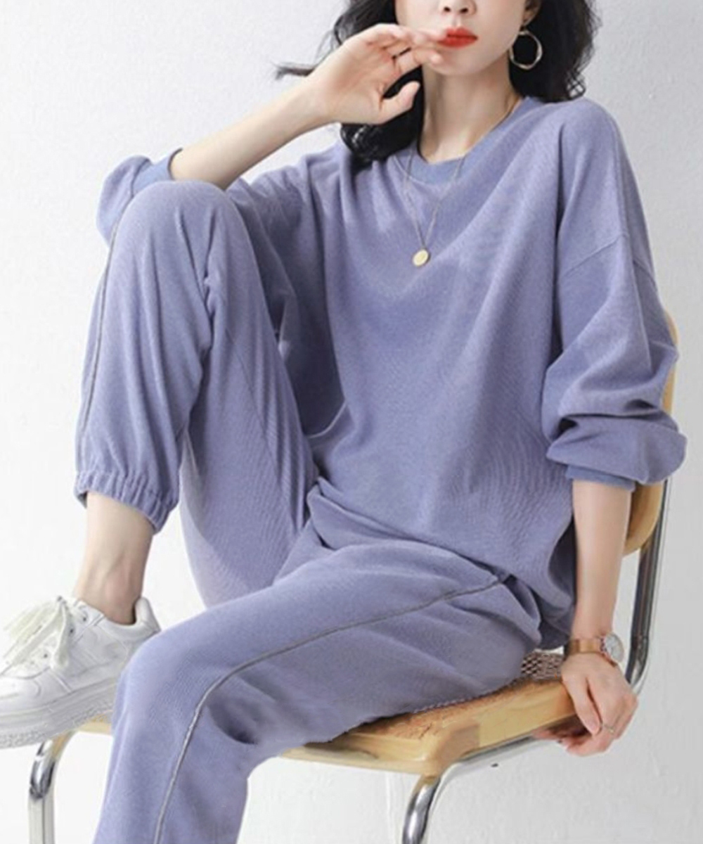 ワッフル編み長袖上下セット 春秋用ルームウェア