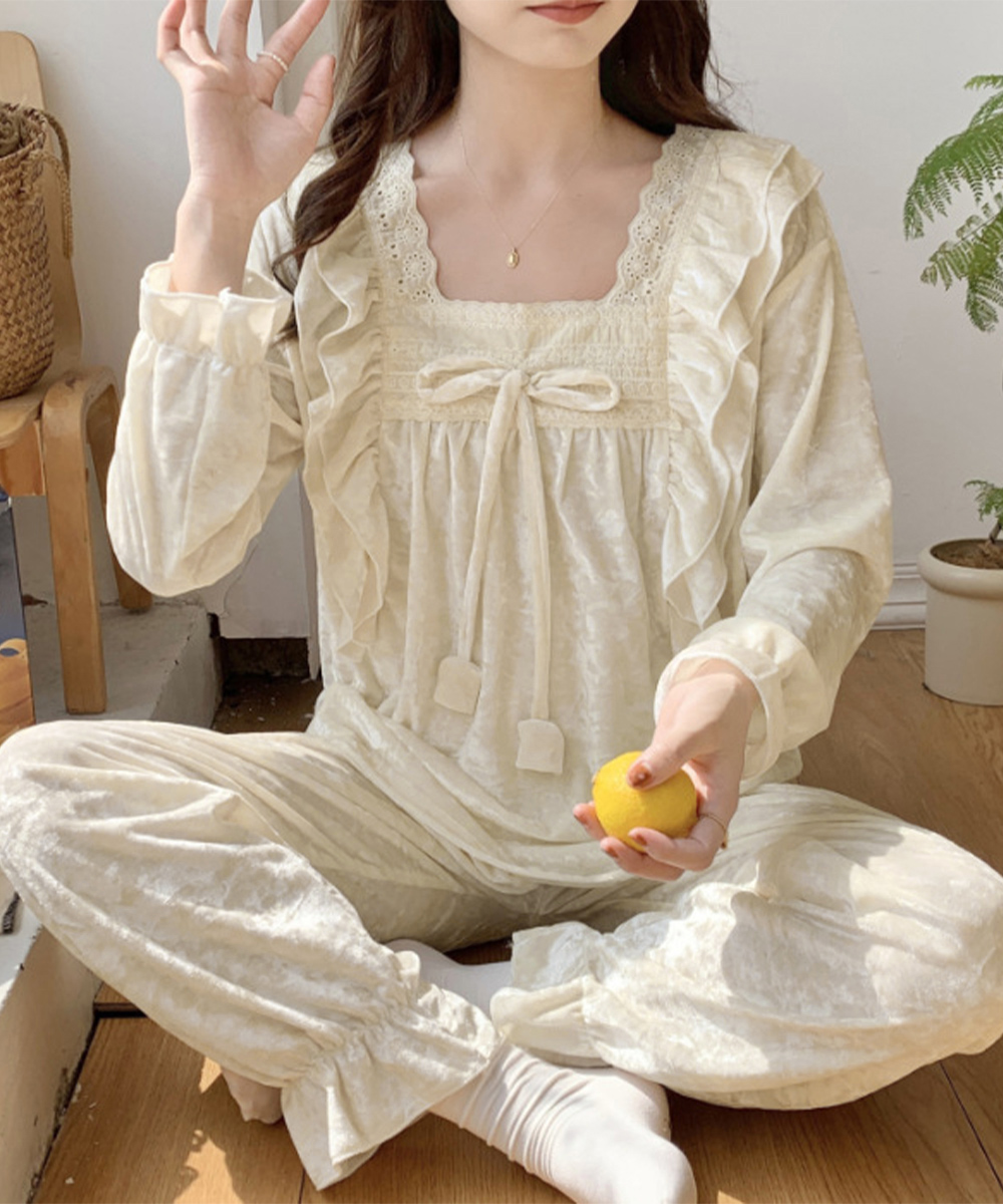 ルームウェア フリル付きパジャマ レディース部屋着セット