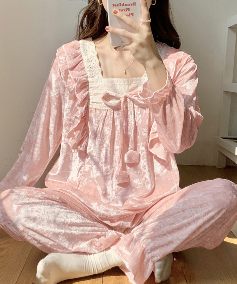 ルームウェア フリル付きパジャマ レディース部屋着セット