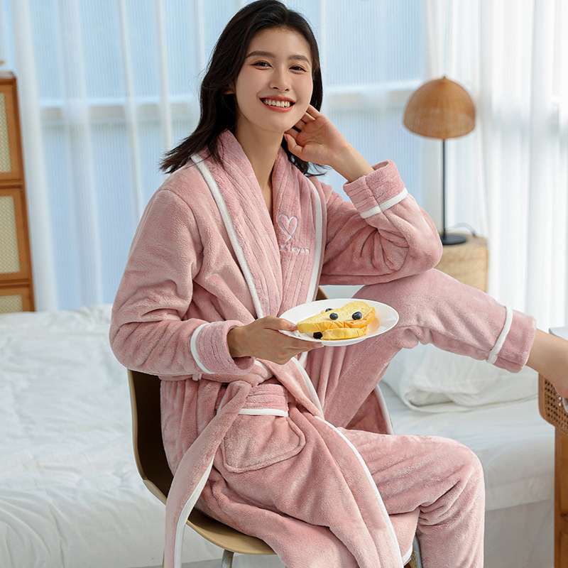 レディース ルームウェア もこもこ起毛 あったかバスローブ