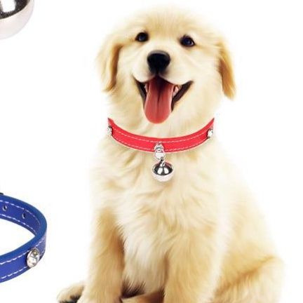犬首輪 鈴付き軽い犬用首輪ステッチデザイン
