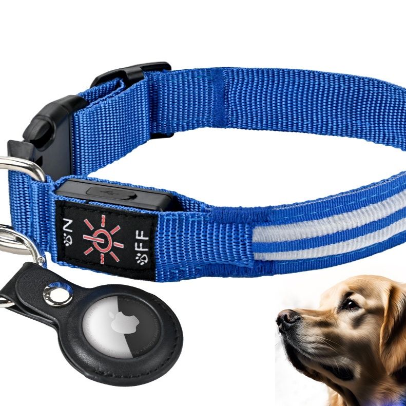 犬首輪 反射ライン付き発光機能搭載軽い犬首輪
