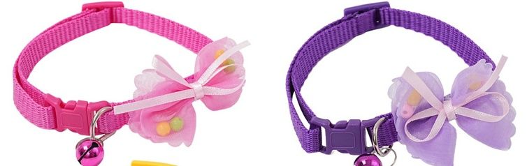 犬首輪 花飾り付き軽量鈴付き犬首輪