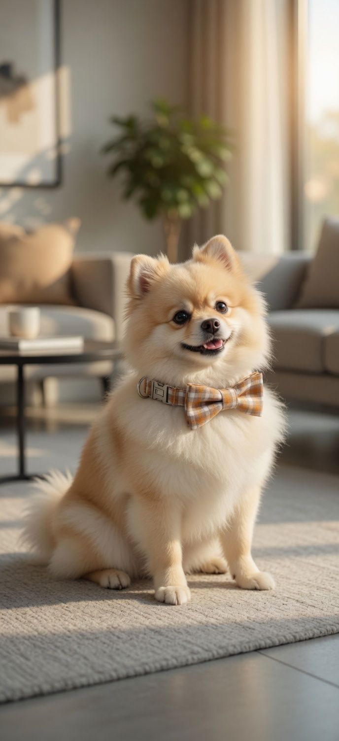 格子柄蝶ネクタイ付き小型犬用ベルト犬首輪