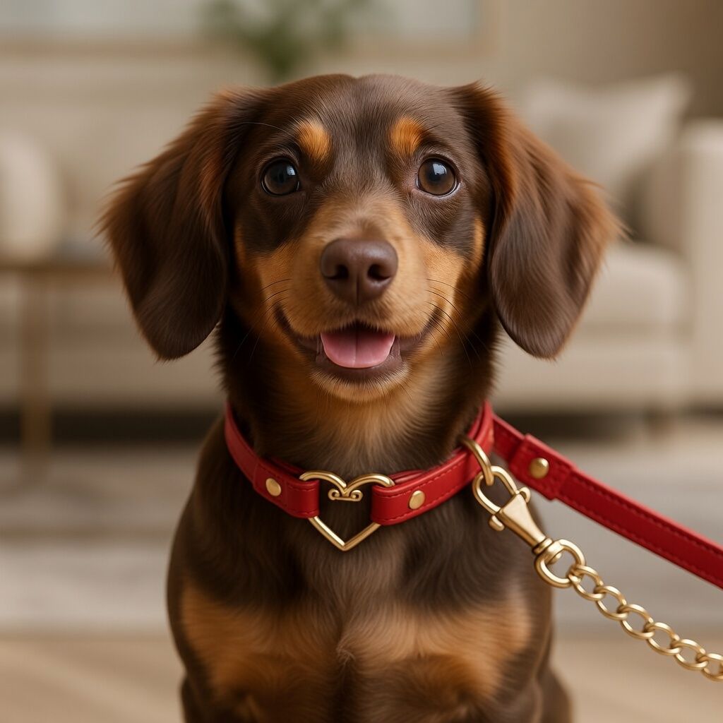 犬首輪 ハート型金具付き軽い犬首輪