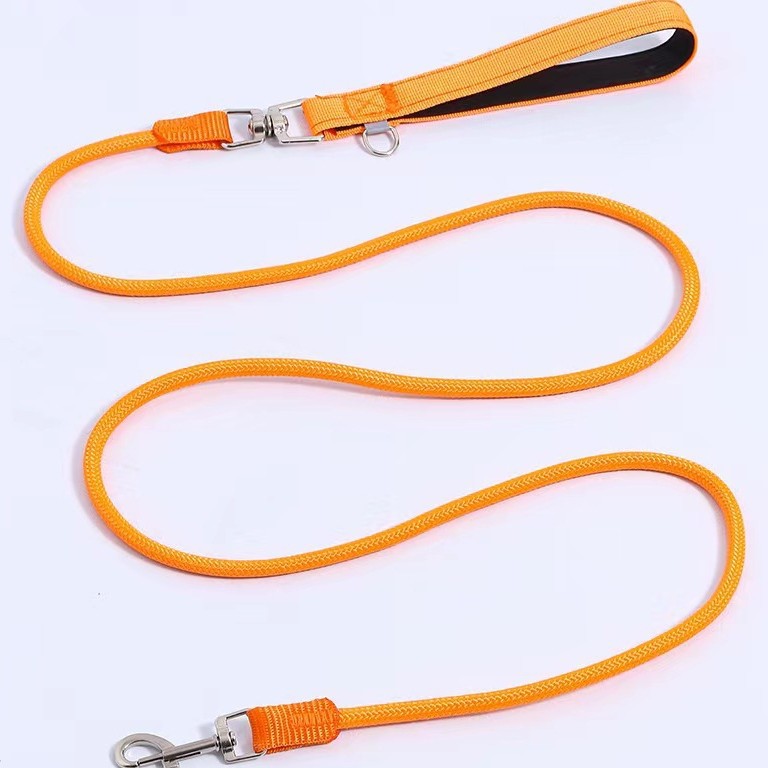 犬首輪 丸紐編み込み犬用リードセットクッション付き