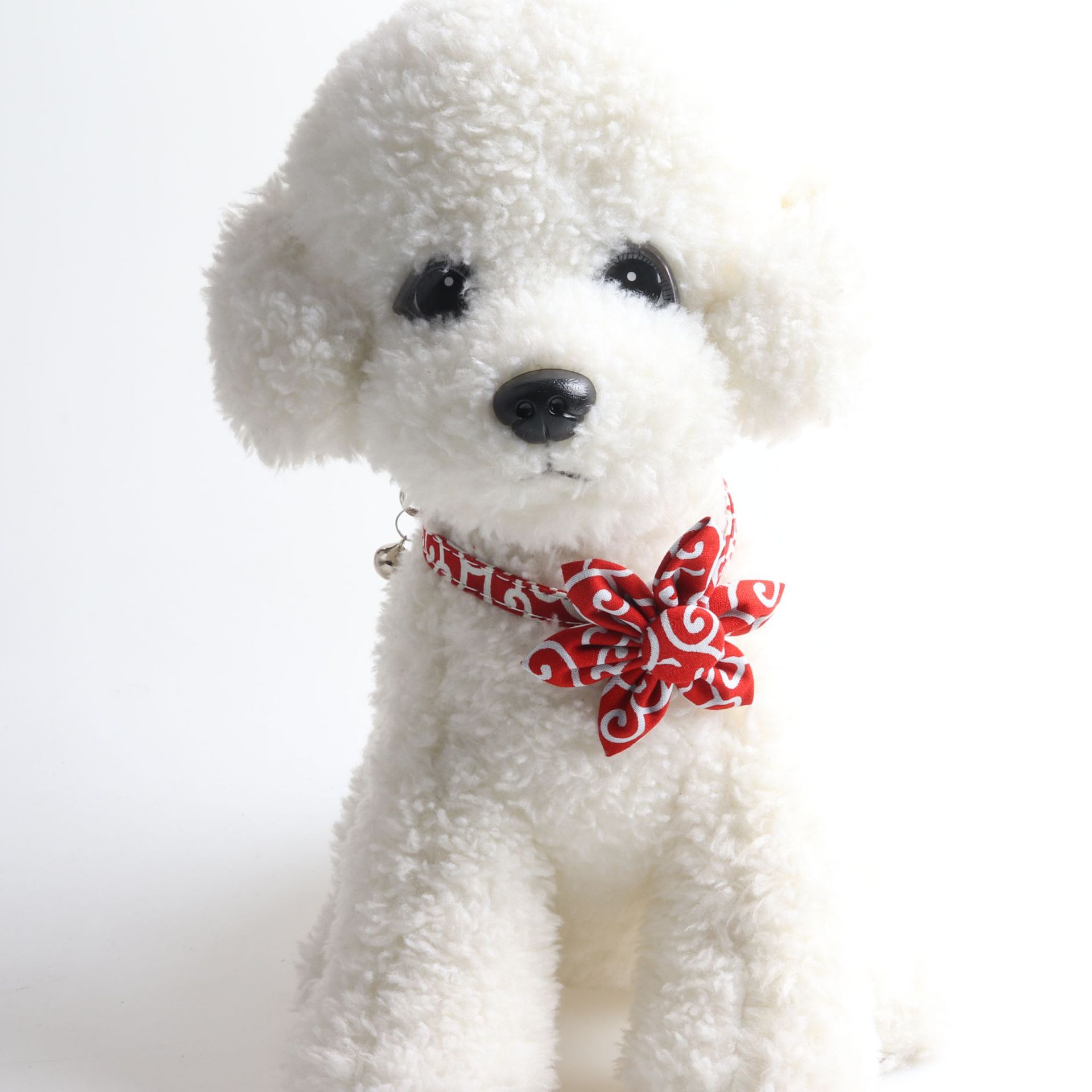 犬首輪 唐草模様の蝶々飾り付き鈴入り犬首輪