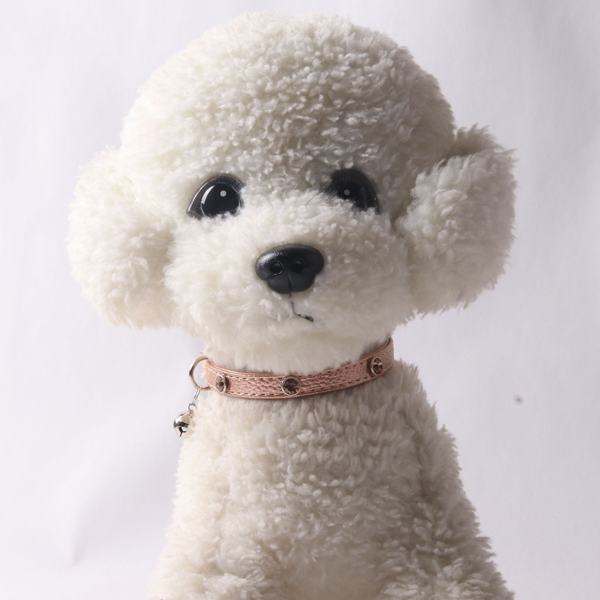 犬首輪 鈴付き上品な光沢素材の小型犬用首輪