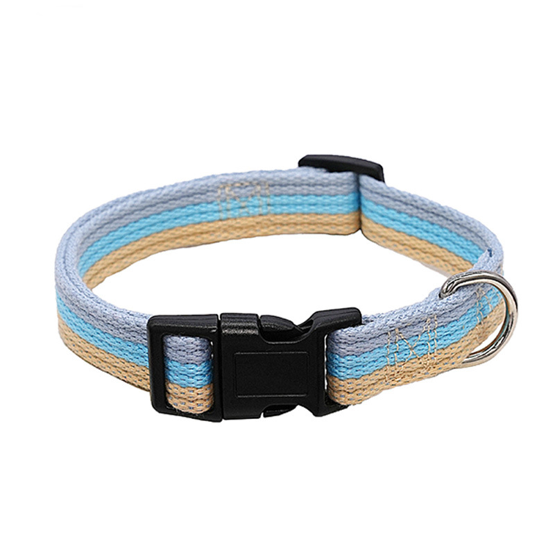 三色編み込みストライプ柄軽い犬首輪