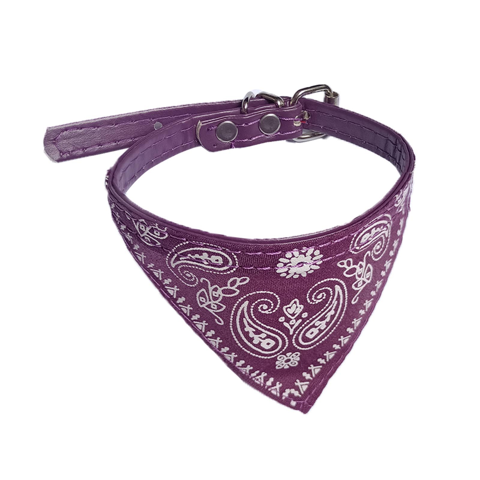 犬首輪 ペイズリー柄刺繍入り三角巾付き犬用首輪