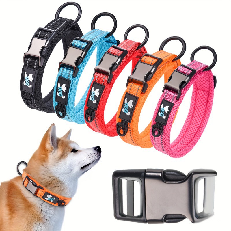 犬首輪 太めナイロン製ワンタッチバックル式犬首輪