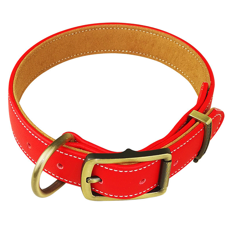犬首輪 本革仕立て真鍮金具付き高級犬首輪