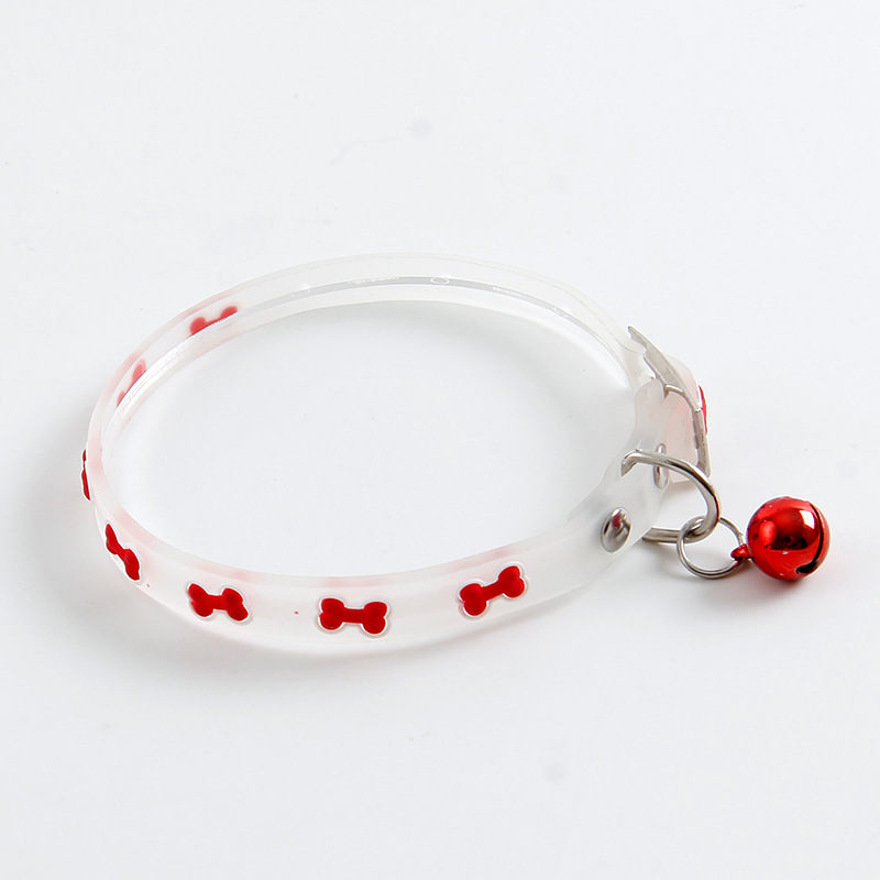 犬首輪 骨柄透明鈴付き光る犬首輪