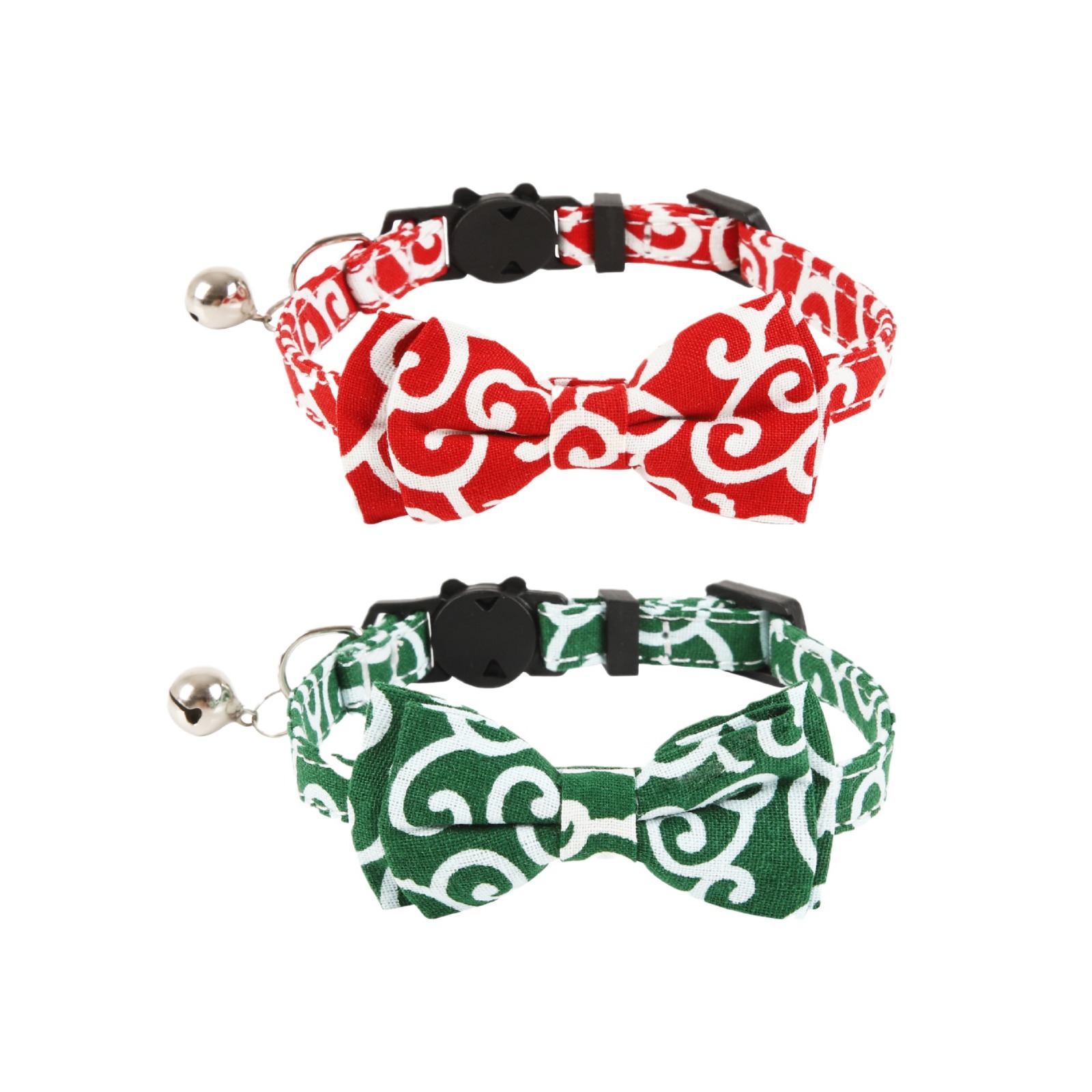 犬首輪 蝶ネクタイ付き唐草模様の鈴付き犬首輪