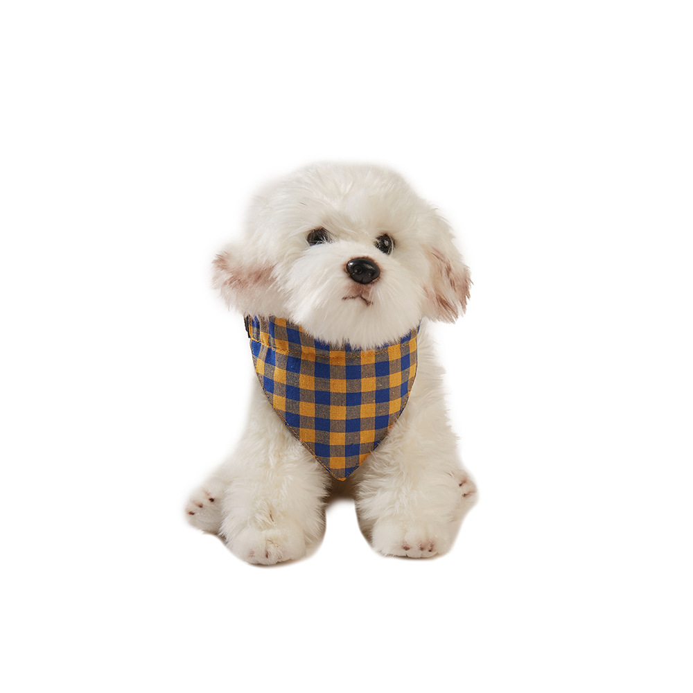 犬首輪 格子柄チェック三角巾スタイル犬首輪バンダナ