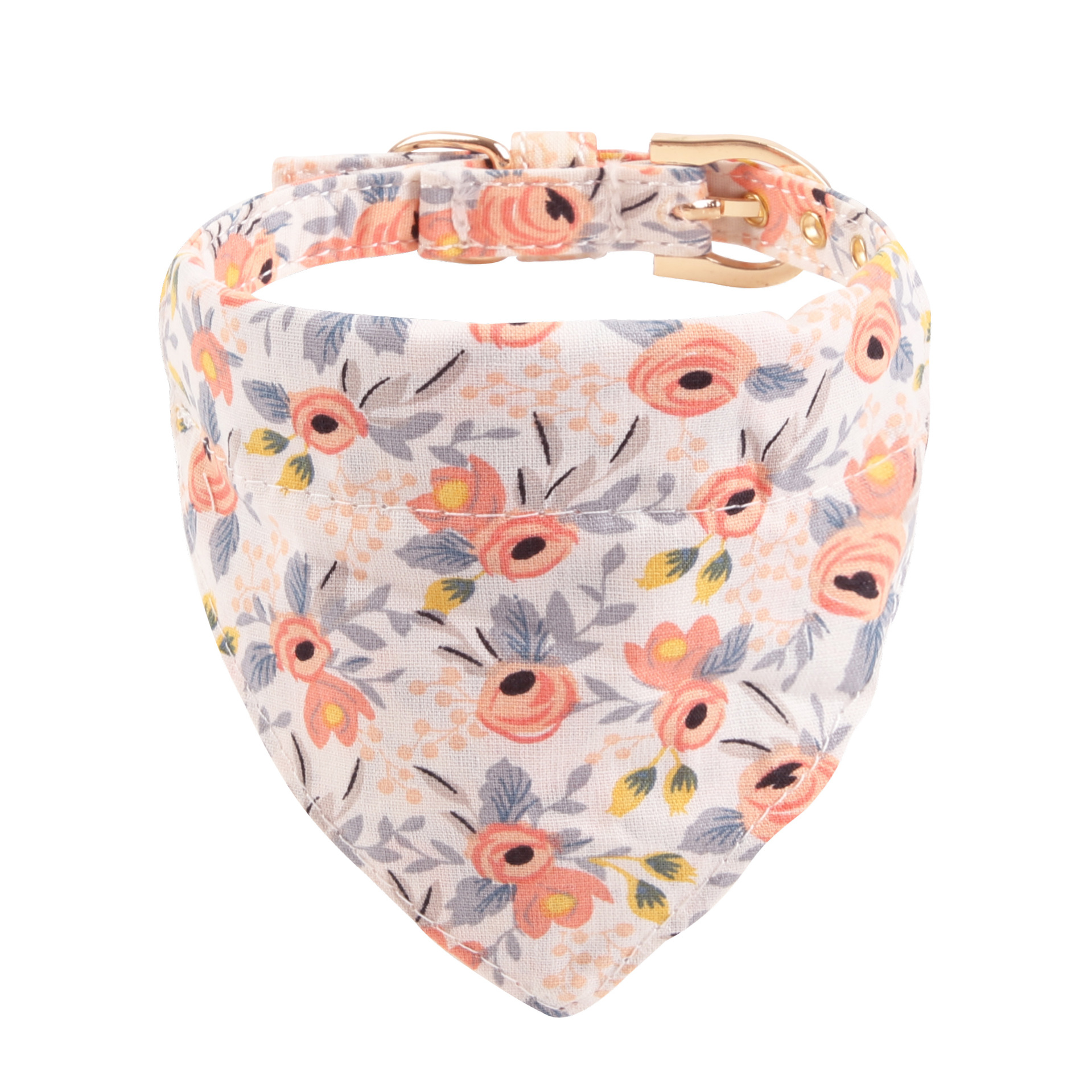 犬首輪 華やか花柄スカーフ付き犬首輪バンダナ