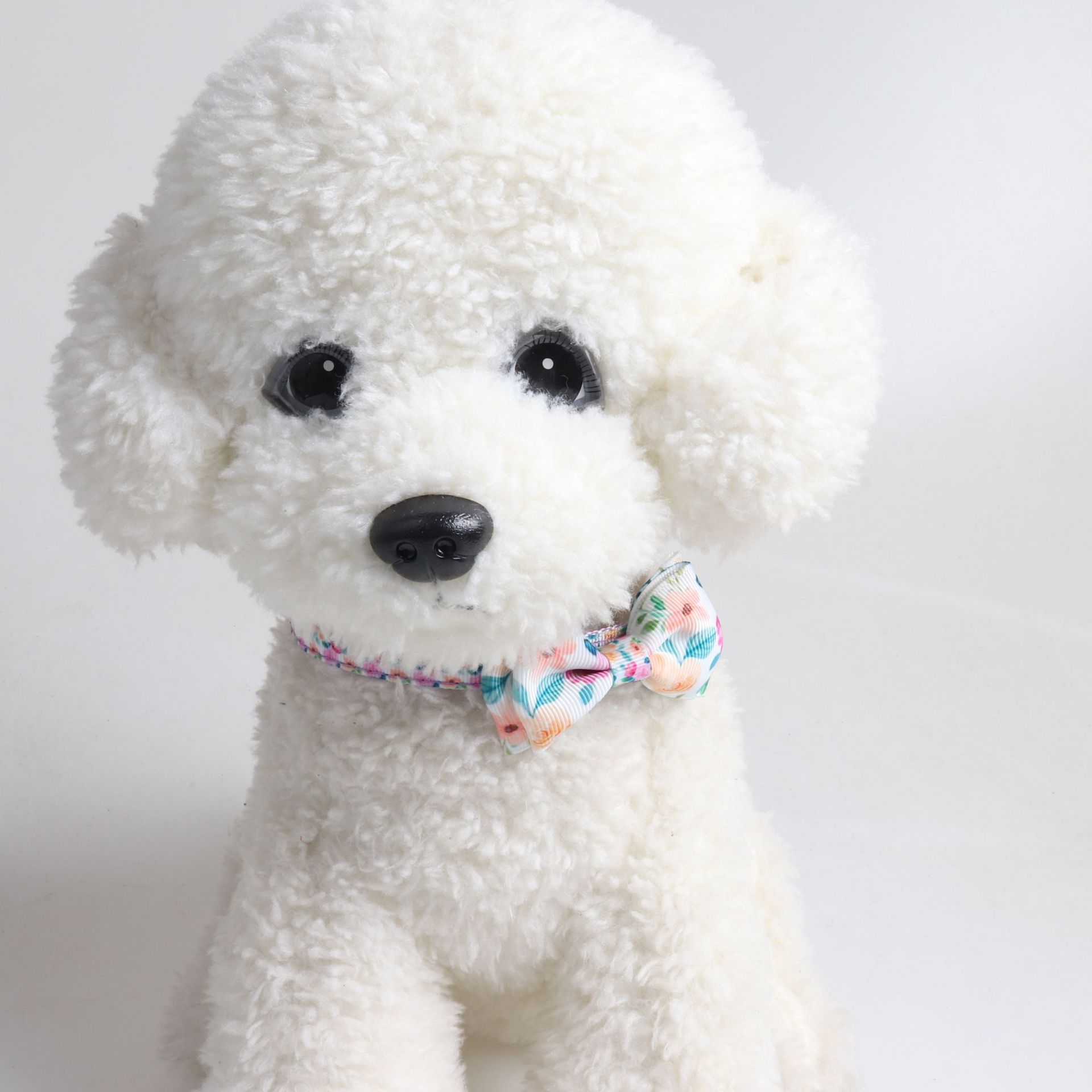 犬首輪 小花柄リボン付き可愛らしい犬首輪