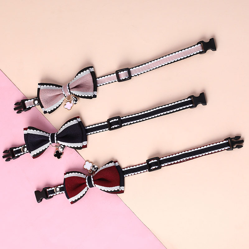犬首輪 リボン付き鈴チャーム犬首輪小型犬用