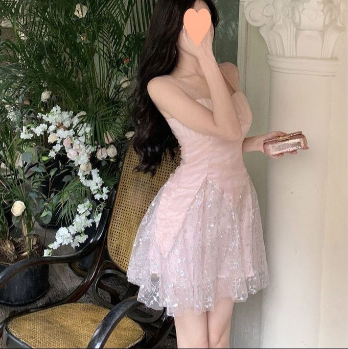 ミニドレス 星屑輝く夢見るチュールお姫様ミニドレス