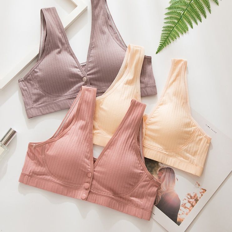 ナイトブラ リブ編み美胸フロントホックナイトブラ