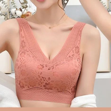 ナイトブラ 花柄レース透かしノンワイヤーナイトブラ