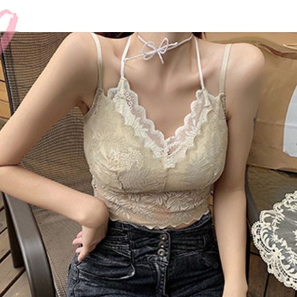 ナイトブラ 総レース見せブラ ノンワイヤー背中クロスストラップ