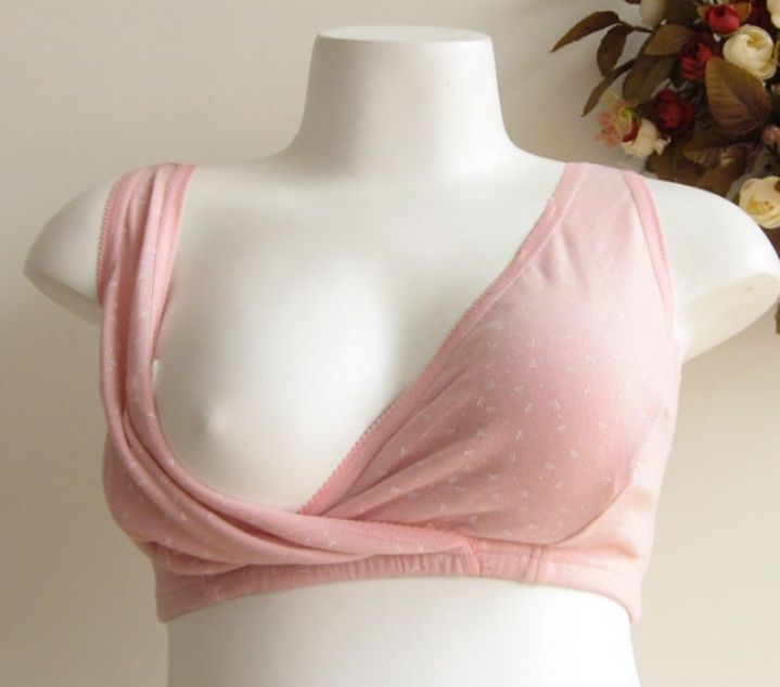 マタニティ用純綿ナイトブラ クロスデザイン授乳対応