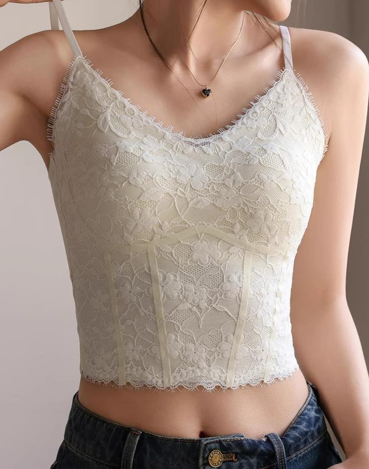 ナイトブラ 春夏 レース総柄キャミソール コルセット風インナー