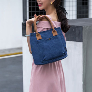 デニム風ミニトートバッグ 軽量ランチバッグ