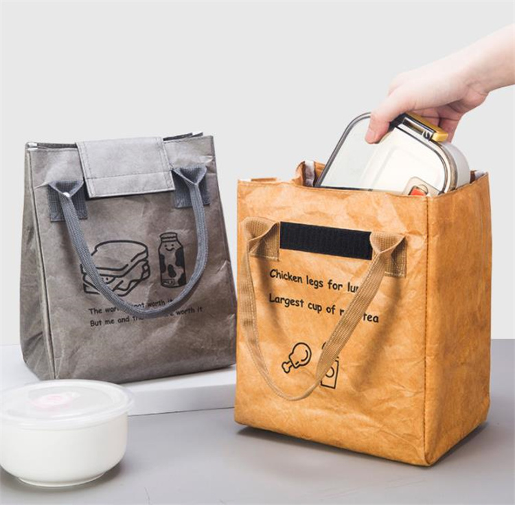 防水牛革紙風ランチバッグ保温アルミ内張り手提げ