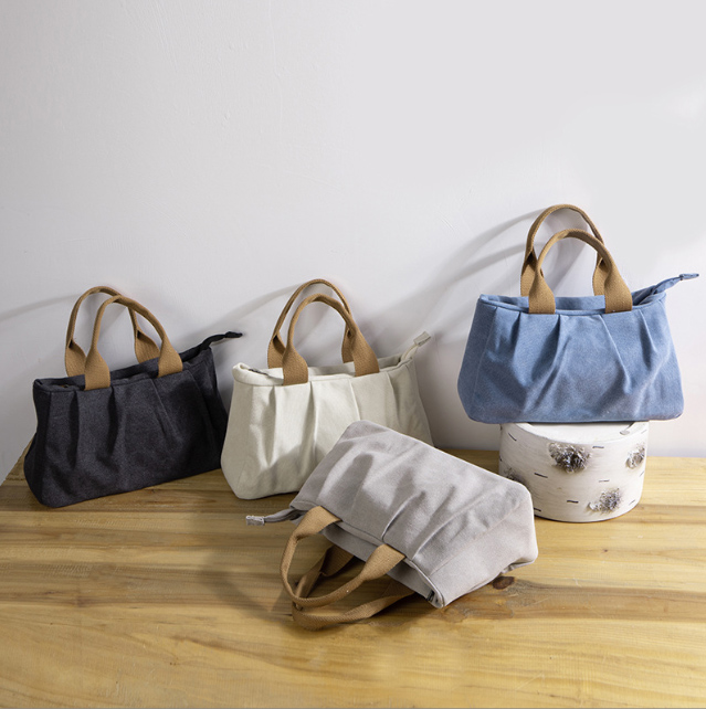 女性用小型帆布製手提げランチバッグ