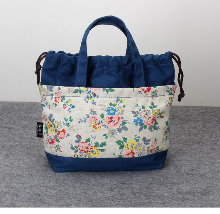 花柄巾着型ランチバッグ 女性用弁当袋