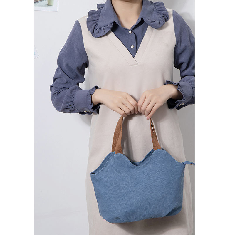 シンプル帆布ミニトート ランチバッグ 手提げ