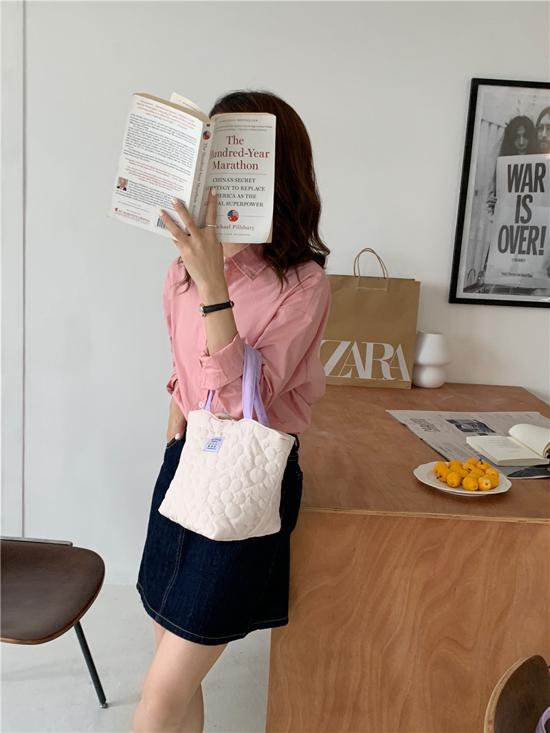 花柄キルティングミニトート可愛い手持ちランチバッグ