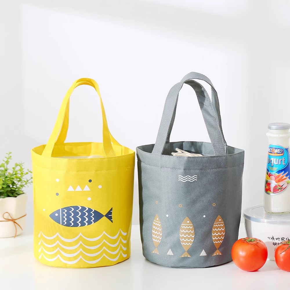 ランチバッグ 魚柄おしゃれな保冷ランチバッグ 巾着型トートバッグ