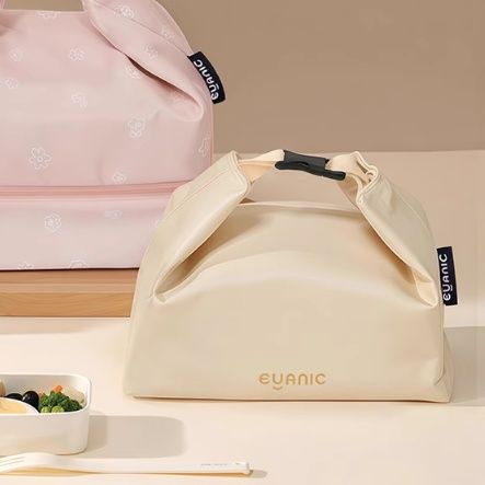 ランチバッグ 花模様のあづま袋風ランチバッグ