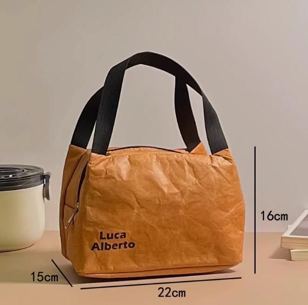 ランチバッグ 紙素材風おしゃれ保冷ランチバッグ