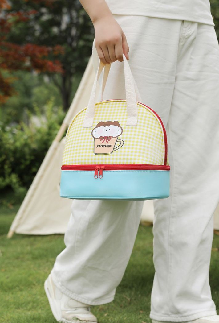ランチバッグ キュートキャラクター柄大開口保冷ランチバッグ
